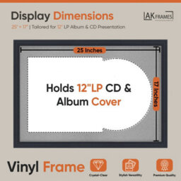 "AK Frames 25X17"" Black Step Vinyl Record Frame With Silver Mount For 12 Inch Lp Cover & Disc - Overlapped Design" - thumbnail 2
