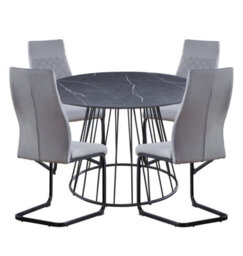 Hallowood Furniture Cullompton Large 120Cm Round Table With 4 Grey High Back Chairs - thumbnail 8