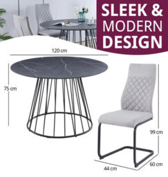 Hallowood Furniture Cullompton Large 120Cm Round Table With 4 Grey High Back Chairs - thumbnail 3