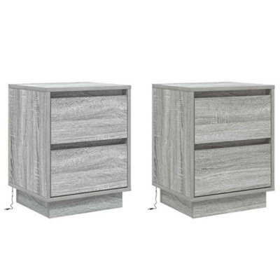 Berkfield Modern Bedside Cabinets With Led Lights 2 Pcs Grey Sonoma 39X34.5X50 Cm - image 1
