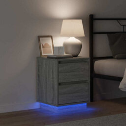Berkfield Modern Bedside Cabinets With Led Lights 2 Pcs Grey Sonoma 39X34.5X50 Cm - thumbnail 5