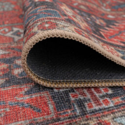Loomed Terracotta Red Vintage Persian Inspired Washable Long Runner Rug 80Cm X 300Cm - thumbnail 7