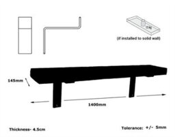 Toolty Rustic Handmade Wall Shelf, Wall Mounted, 140Cm X 14.5Cm Down Design, Walnut, Handcrafted Vintage Style - thumbnail 6