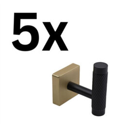 Keypak 5 Pack Square Plate Knurled Coat Hook - Sleek Wall Mounted Hook Contemporary Home Decor, Easy Diy Installation - thumbnail 1