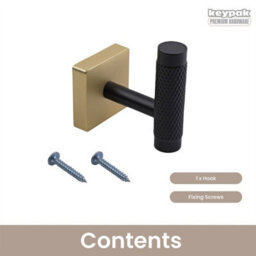Keypak 5 Pack Square Plate Knurled Coat Hook - Sleek Wall Mounted Hook Contemporary Home Decor, Easy Diy Installation - thumbnail 4