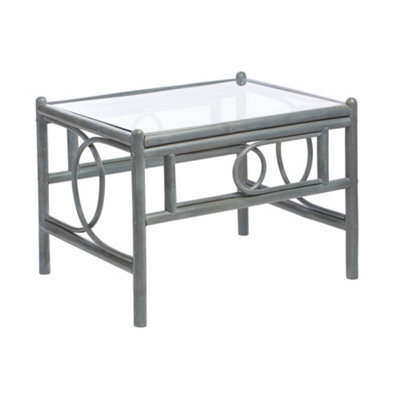 Desser Madrid Grey Natural Rattan Coffee Table With Glass Top Table Real Cane Wicker Tea Table - H48Cm X W67Cm X D53Cm - image 1