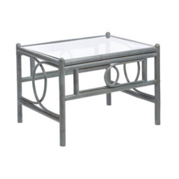 Desser Madrid Grey Natural Rattan Coffee Table With Glass Top Table Real Cane Wicker Tea Table - H48Cm X W67Cm X D53Cm