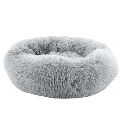 Ancol Slate Grey Super Plush Donut Dog Bed Soft Machine Washable Warm Non Slip Fluffy Pet Puppy Cushion 50Cm - image 1