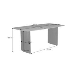 Sweeek - Dining Table With Tempered Glass Top, Sandblasted Finish, Seats 8 Cream 180X90X76 Cm - Lior - thumbnail 5
