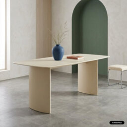 Sweeek - Dining Table With Tempered Glass Top, Sandblasted Finish, Seats 8 Cream 180X90X76 Cm - Lior - thumbnail 1