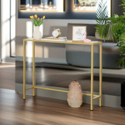 Rafaelo Mobilia Gold Metal Hallway Console Table - thumbnail 2