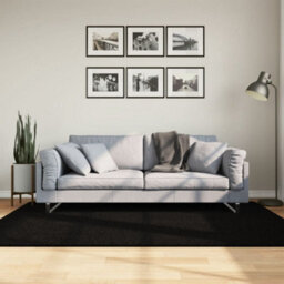 Walplus Rug Huarte Short Pile Soft And Washable Black 140X200 Cm - thumbnail 1