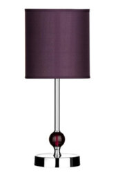 Premier Housewares Chrome Stem Table Lamp With Acrylic Ball And Fabric Shade - Purple,h 35 X W 14 X D 14 Cm