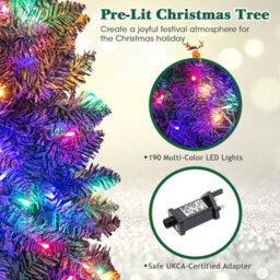Costway 5 Ft Pre-Lit Artificial Christmas Tree Hinged Slim Pencil Christmas Tree W/ Led Lights - thumbnail 6