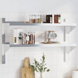 Berkfield 2-Tier Wall Shelf 100X23.5X60 Cm Silver Stainless Steel