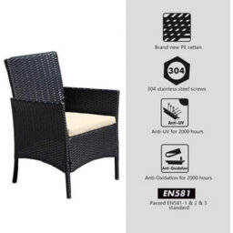 Black Outdoor Rattan Garden Furniture Sofa Set Chairs  Table Table Patio 4Piece - thumbnail 2