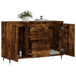Berkfield Sideboard Smoked Oak 104X35X70 Cm Engineered Wood - thumbnail 4