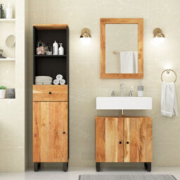 Berkfield 3 Piece Bathroom Furniture Set Solid Wood Acacia - thumbnail 1