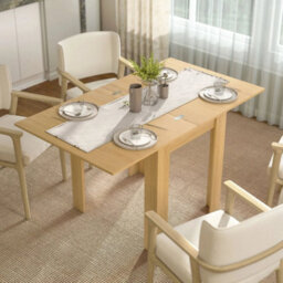 Folding Dining Table , Drop Leaf Table, Natural - thumbnail 3