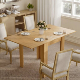Folding Dining Table , Drop Leaf Table, Natural - thumbnail 5