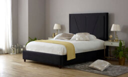 Adore Designs Adore Living Black Plush Velvet Geometric Upholstered Panel Bed With Pocket Sprung Mattress - thumbnail 2