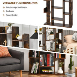 Costway Tree Bookshelf Tall Bookcase Corner Books Storage Organizer Display Cube Shelf - thumbnail 6