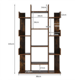 Costway Tree Bookshelf Tall Bookcase Corner Books Storage Organizer Display Cube Shelf - thumbnail 3
