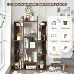 Costway Tree Bookshelf Tall Bookcase Corner Books Storage Organizer Display Cube Shelf - thumbnail 4