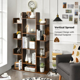 Costway Tree Bookshelf Tall Bookcase Corner Books Storage Organizer Display Cube Shelf - thumbnail 5