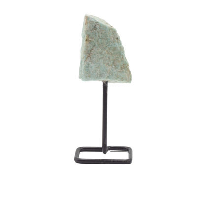 Amazonite Mineral Specimen On Metal Stand Natural Crystal Display Piece - image 1