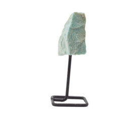 Amazonite Mineral Specimen On Metal Stand Natural Crystal Display Piece - thumbnail 2