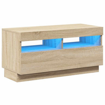 Berkfield Modern Tv Cabinet With Led Lights Sonoma Oak 80X35X40 Cm - image 1