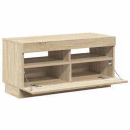 Berkfield Modern Tv Cabinet With Led Lights Sonoma Oak 80X35X40 Cm - thumbnail 8