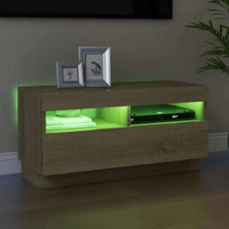 Berkfield Modern Tv Cabinet With Led Lights Sonoma Oak 80X35X40 Cm - thumbnail 4