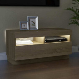Berkfield Modern Tv Cabinet With Led Lights Sonoma Oak 80X35X40 Cm - thumbnail 5