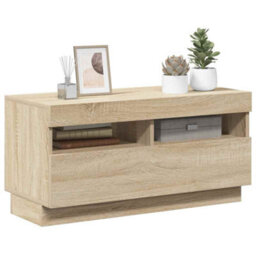 Berkfield Modern Tv Cabinet With Led Lights Sonoma Oak 80X35X40 Cm - thumbnail 6