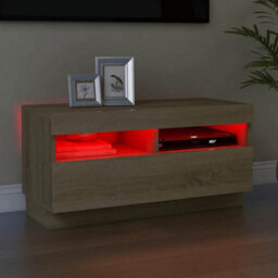 Berkfield Modern Tv Cabinet With Led Lights Sonoma Oak 80X35X40 Cm - thumbnail 3