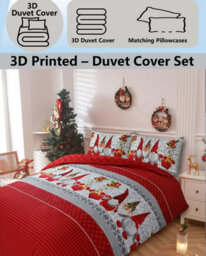 TheWhiteWater Limited Christmas Magical Gnome A Mythological Creature Duvet Set 3D Print Polycotton Bedding Set - thumbnail 3
