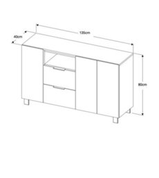 Furneo Sideboard Grey White High Gloss Matt Cabinet Cupboard Unit White Led Lights Enzo 16 - thumbnail 3