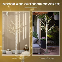 6Ft Artificial White Birch Tree With Pre Lit Led Light - thumbnail 5