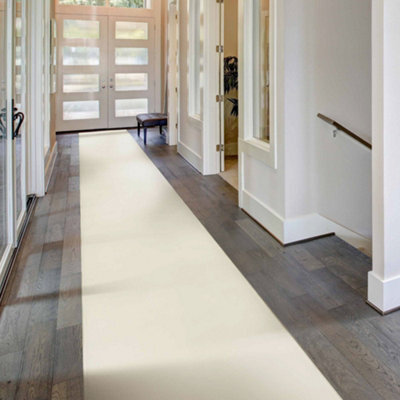 Runrug Carpet Runner - Long Hallway Runner - 510Cm X 60Cm - Plain, Cream