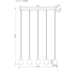 Luminosa Lighting Luminosa Minara Bar Pendant Ceiling Light Matt Black Glass Shade 5X Led 3000K - thumbnail 8