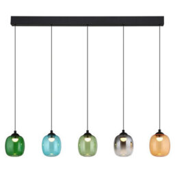 Luminosa Lighting Luminosa Minara Bar Pendant Ceiling Light Matt Black Glass Shade 5X Led 3000K - thumbnail 3