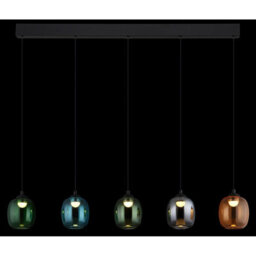Luminosa Lighting Luminosa Minara Bar Pendant Ceiling Light Matt Black Glass Shade 5X Led 3000K - thumbnail 5