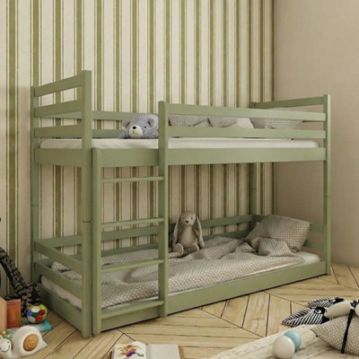 Arte Mini Olive Wooden Bunk Bed 90 X 190Cm - With 2 Foam Bonnell Mattresses - image 1