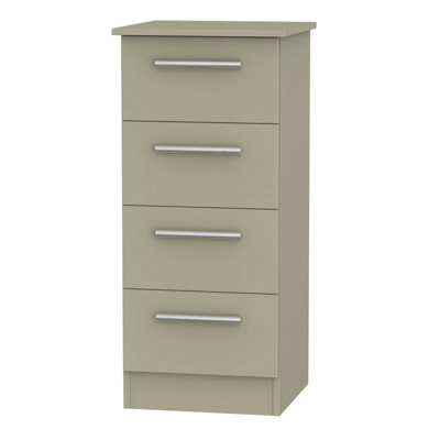 Trent 4 Drawer Bedside Cabinet In Mushroom & Mushroom Matt (Ready Assembled) - image 1