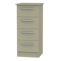 Trent 4 Drawer Bedside Cabinet In Mushroom & Mushroom Matt (Ready Assembled)