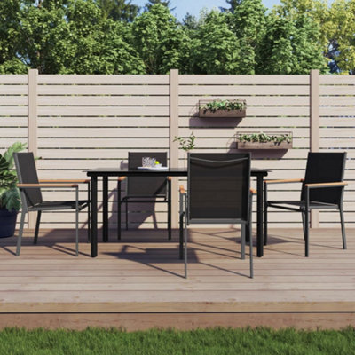 Berkfield 5 Piece Garden Dining Set Black Textilene And Steel - image 1