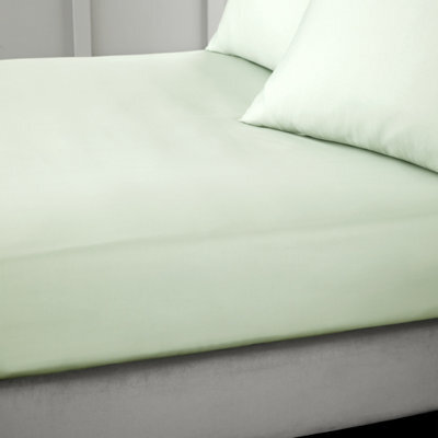 Bianca 400 Thread Count Cotton Sateen Single Fitted Sheet Green - image 1