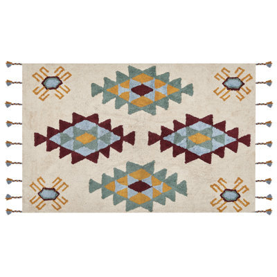 Beliani Rug Duzce Beige 140 X 200 Cm Cotton - image 1